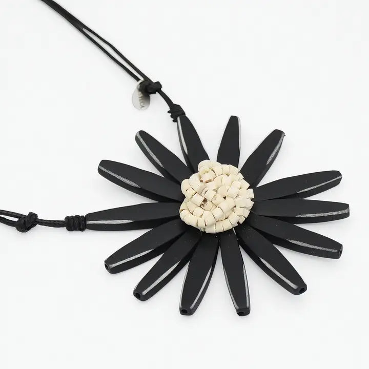 SYLCA Black Amaya Flower Statement Necklace - BP23N13 - BLACK