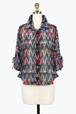 DAMEE ZIGZAG PLAID RUCHED SLV JACKET - 5070-MLT