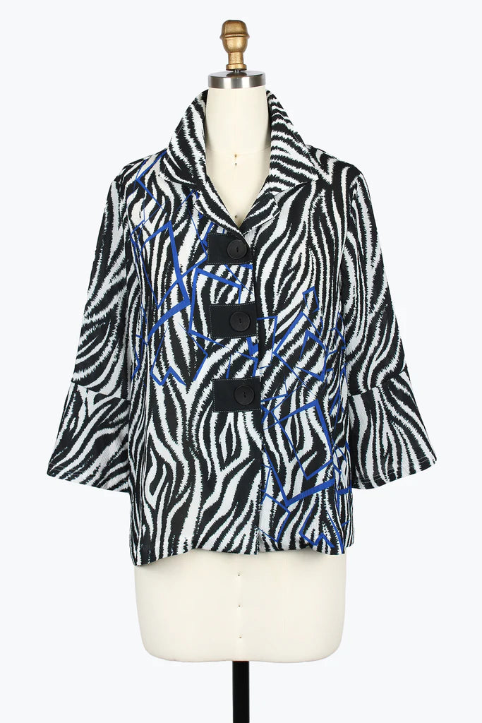 DAMEE ZEBRA BUTTON PATCH JACKET - 5071-BLK