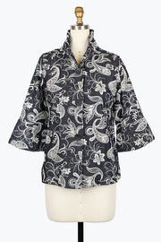 DAMEE FLORAL PAISLEY EMBROIDERY DENIM JACKET - 5078-DNM