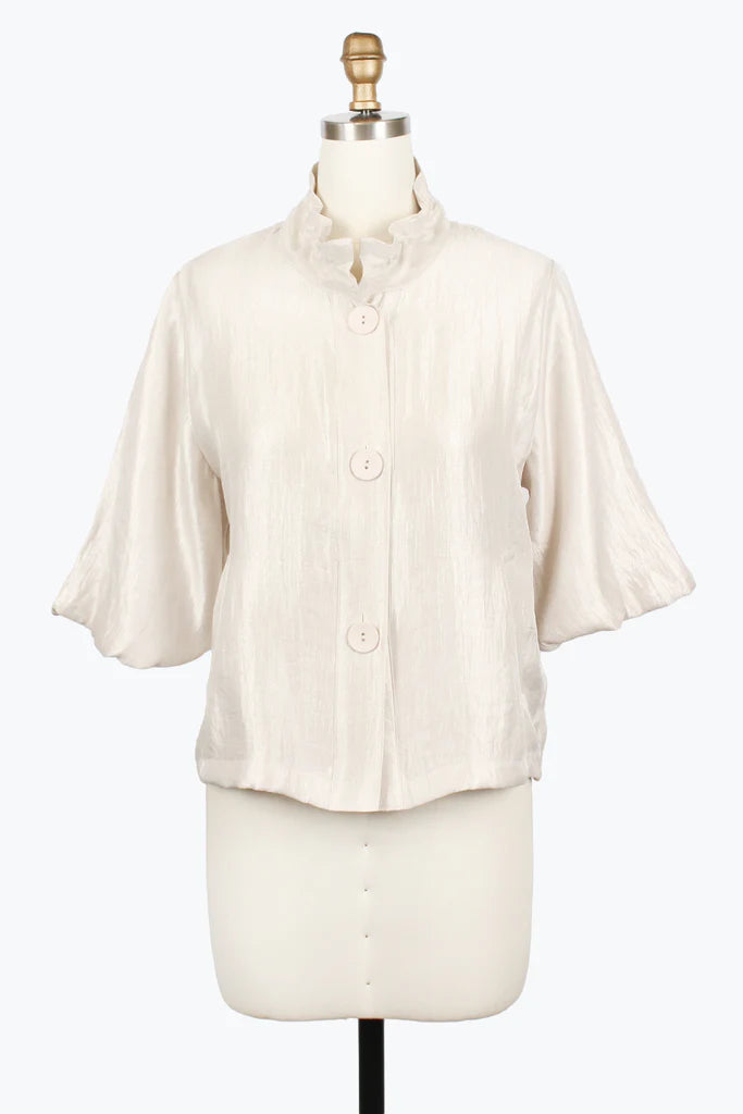 DAMEE PUFFY BELL SLV SHORT JACKET - 5081-WHT