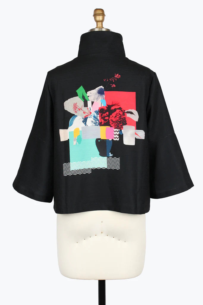 DAMEE COLLAGE ART SHORT JACKET - 5085-BLK