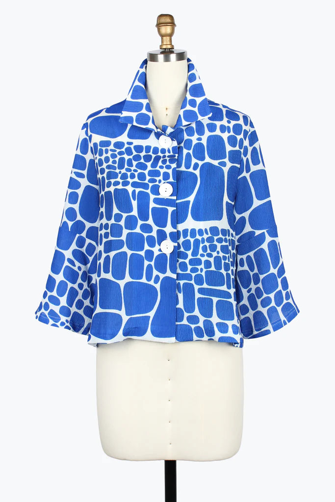 DAMEE PEBBLE CRINKLE SHORT JACKET - 5087-BLU