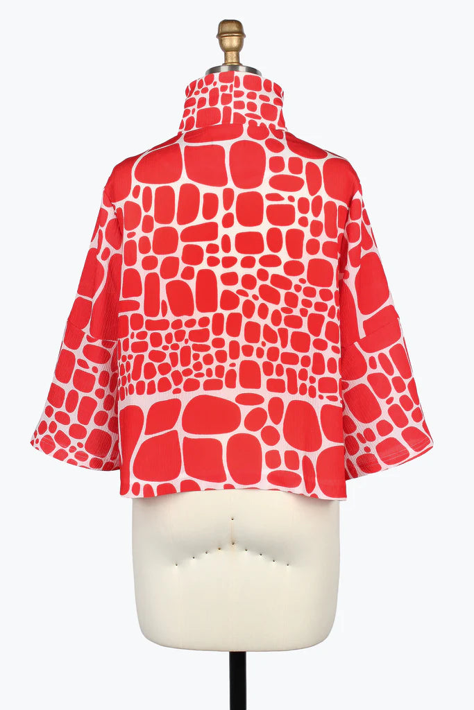 DAMEE PEBBLE CRINKLE SHORT JACKET - 5087-RED