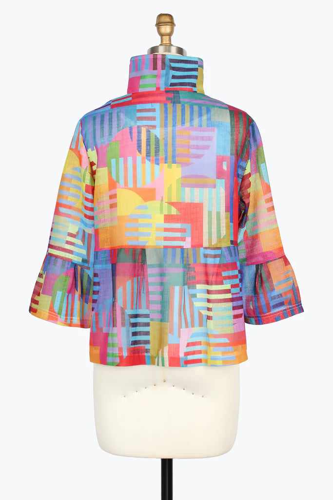 DAMEE OVERLAPPING ART PEPLUM JACKET - 5090-MLT