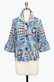 DAMEE COLORFUL ART PEPLUM JACKET - 5091-BLU