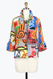 DAMEE ABSTRACT ART CRINKLE PEPLUM JACKET - 5092-MLT