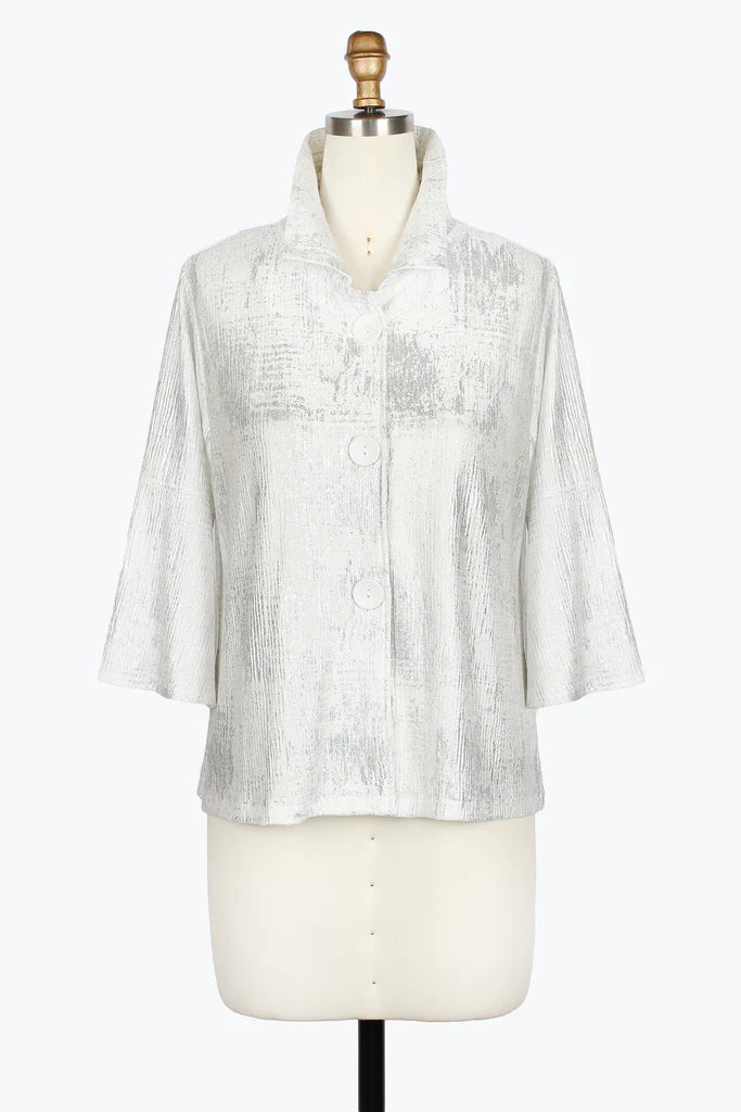 DAMEE FOIL CRINKLE SHORT JACKET - 5093-SLV