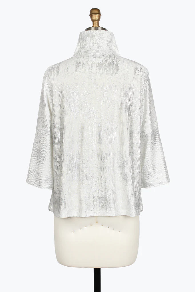 DAMEE FOIL CRINKLE SHORT JACKET - 5093-SLV