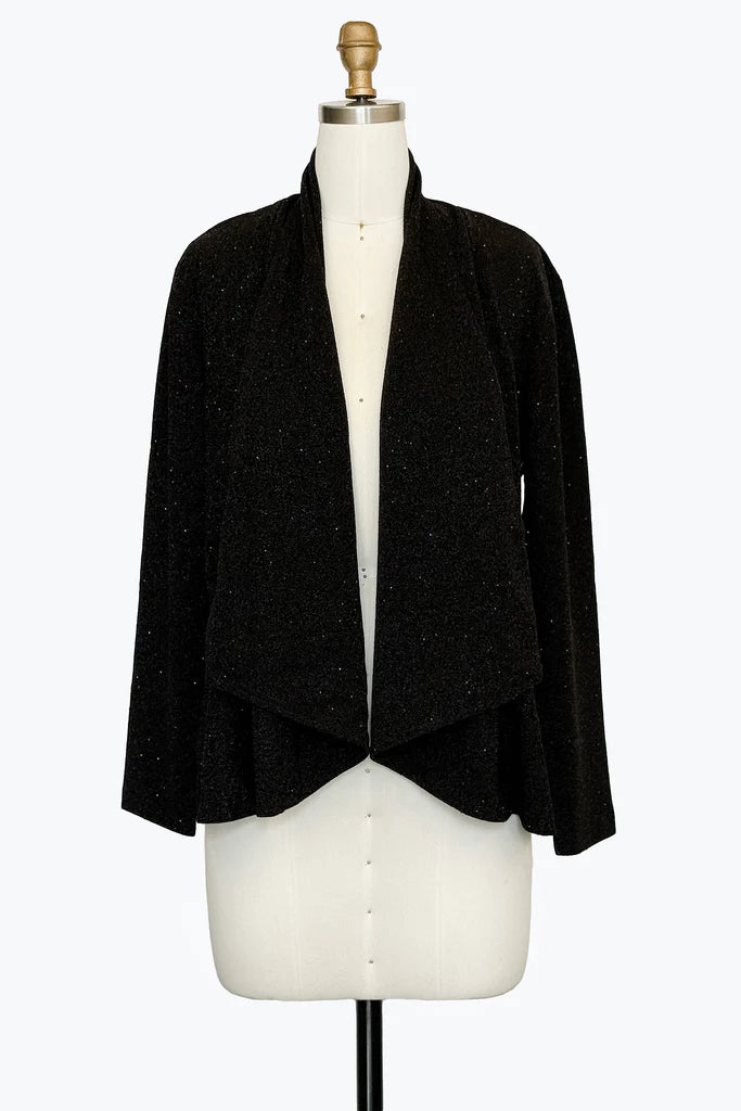 DAMEE SPECIAL OCCASION JEWELED LUREX OPEN FRONT CARDIGAN - 5096 - BLACK