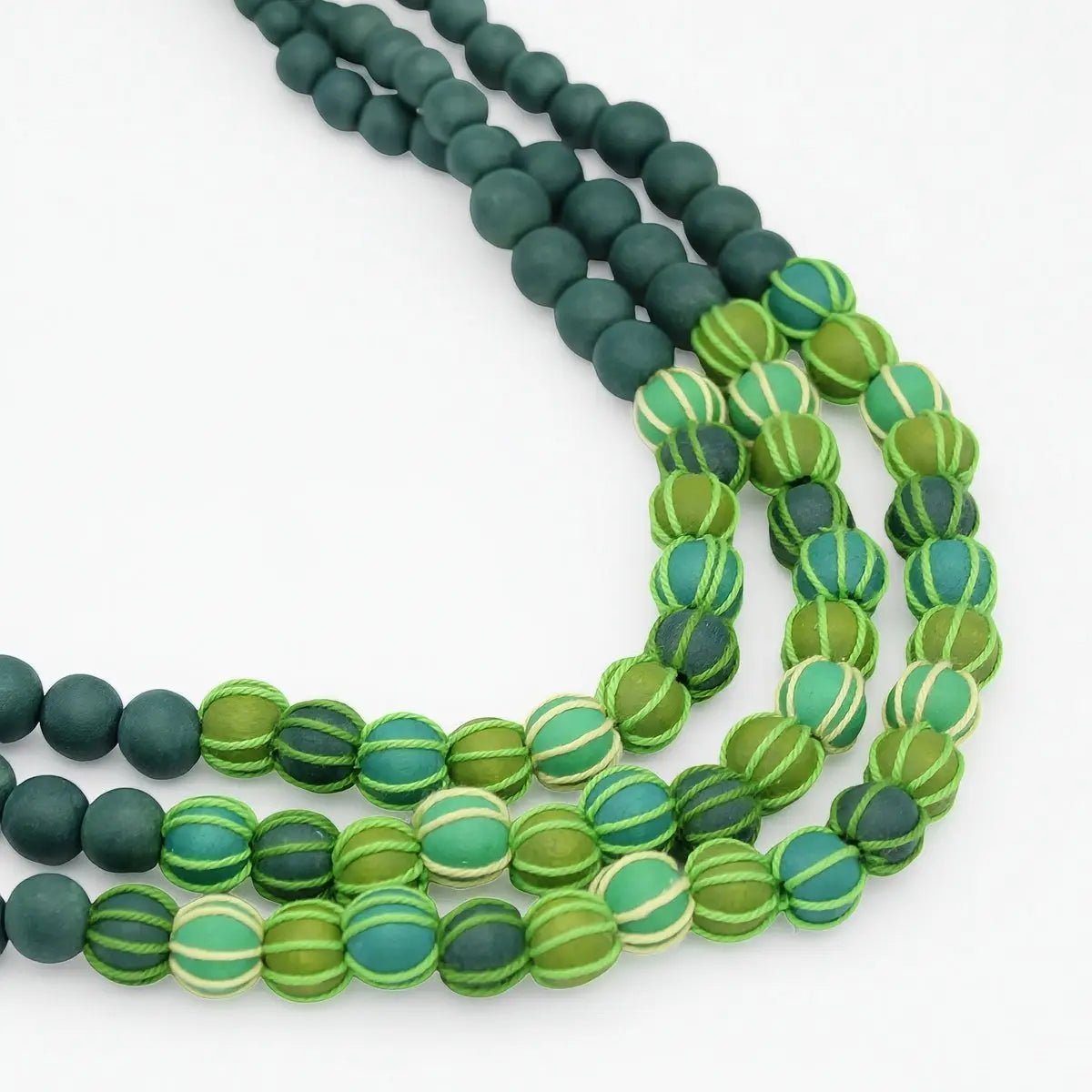 SYLCA Green Harmony Statement Beaded Necklace