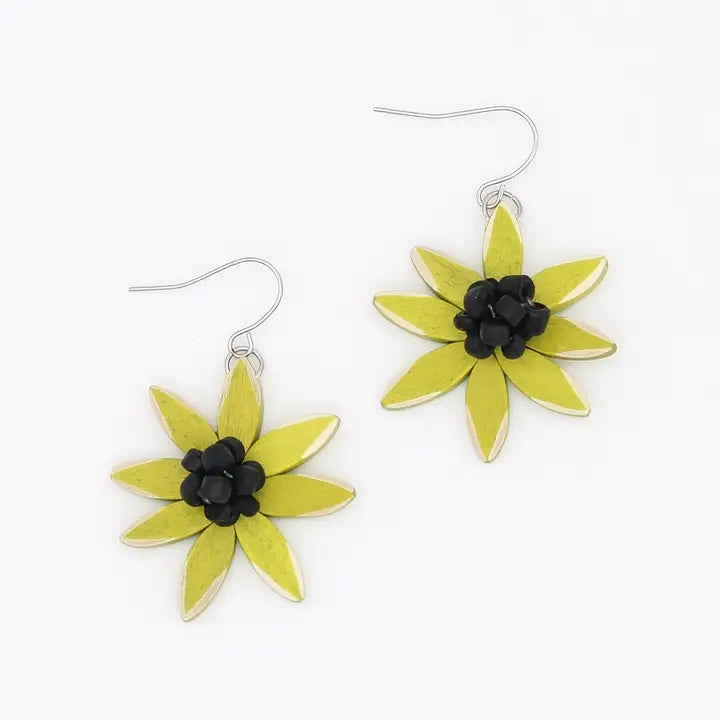 SYLCA Chartreuse Amaya Flower Earrings - P23E02 - CHARTREUSE