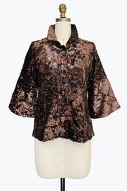 DAMEE BLACK AND BROWN SPECIAL OCCASION BUTTON DOWN COLLARED JACKET - 5101 - BROWN