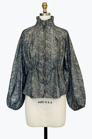 DAMEE NAVY CINCHED HIGH NECK DRAWSTRING JACKET - 5118 - NAVY