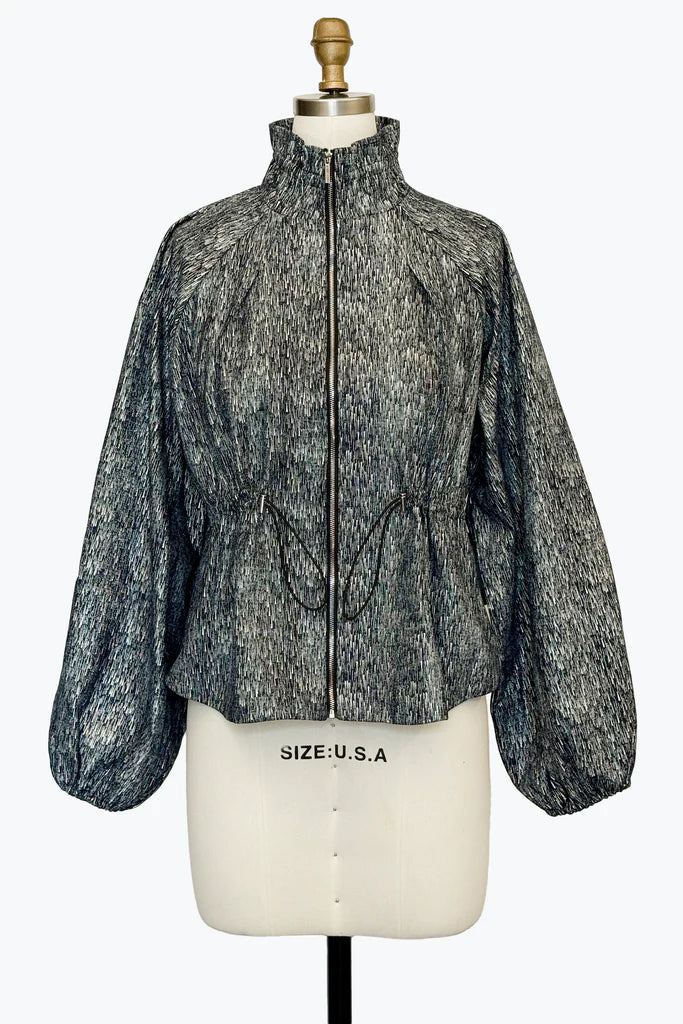 DAMEE NAVY CINCHED HIGH NECK DRAWSTRING JACKET - 5118 - NAVY