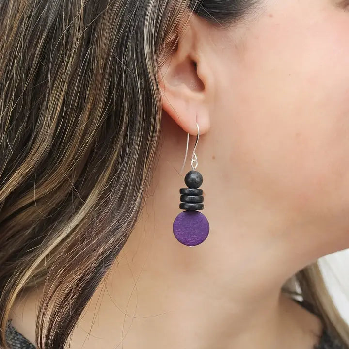 SYLCA Purple and Black Dusk Earrings - SD25E27 - PURPLE