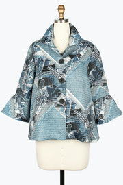 DAMEE BLUE CLASSIC SHORT BUTTON DOWN COLLARED JACKET - 5133 - DENIM