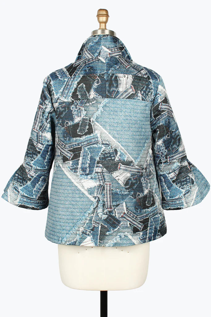 DAMEE BLUE CLASSIC SHORT BUTTON DOWN COLLARED JACKET - 5133 - DENIM