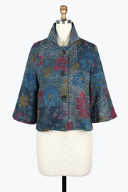 DAMEE BLUE FLORAL SHORT BUTTON DOWN COLLARED JACKET - 5140 - MULTI