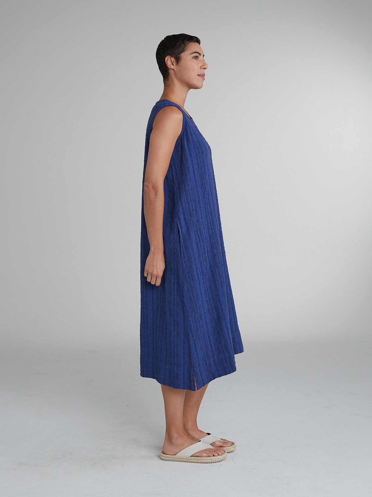 CUT LOOSE - Pinstripe Linen Easy Tank Dress - 5140113