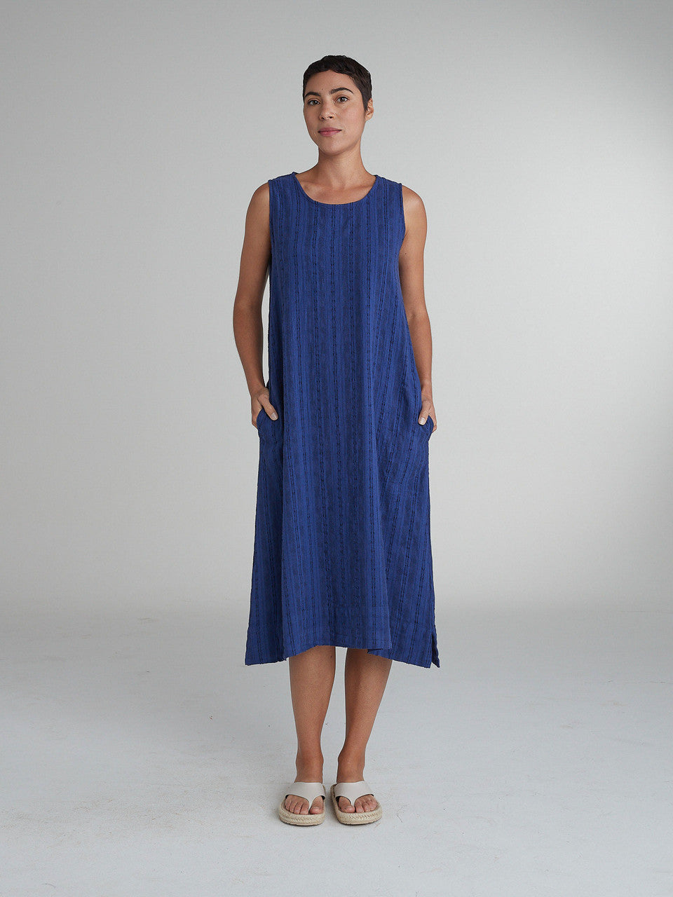 CUT LOOSE - Pinstripe Linen Easy Tank Dress - 5140113