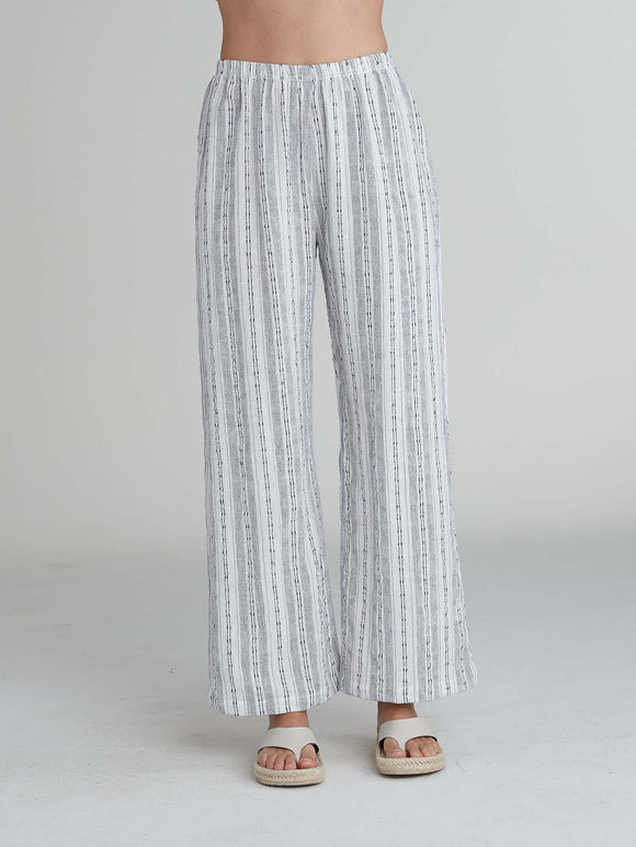 CUT LOOSE - Pinstripe Linen Wide Leg Long Pant - 5142098Sp