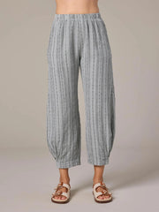 CUT LOOSE Pinstripe Linen Side Pleat Lantern Pant - 5142205