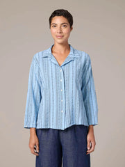CUT LOOSE Pinstripe Linen HI Low Crop Shirt - 5146644