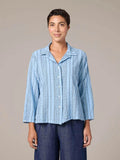 CUT LOOSE Pinstripe Linen HI Low Crop Shirt - 5146644