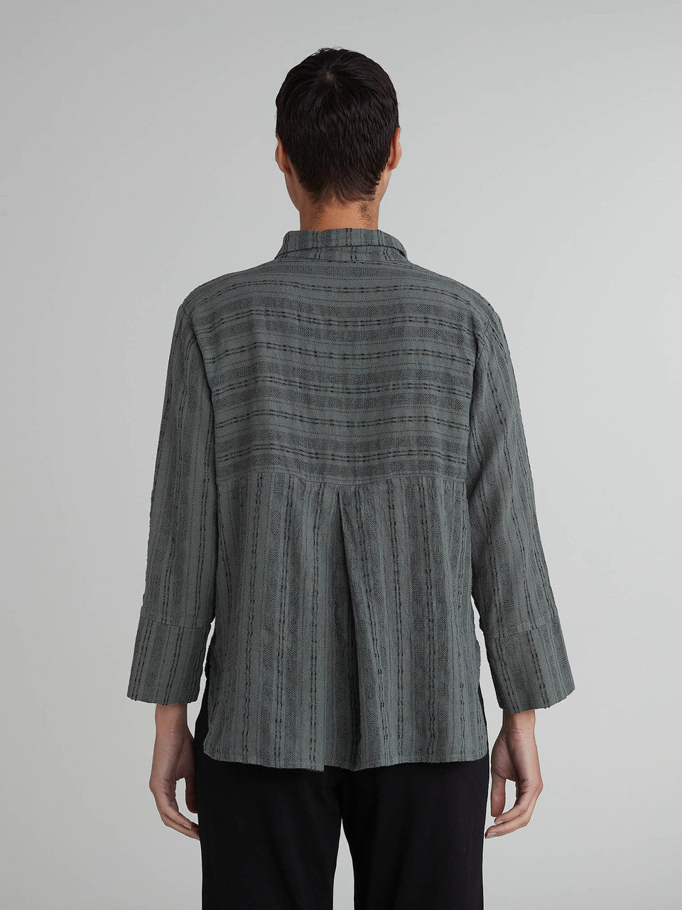 CUT LOOSE - Pinstripe Linen Crop Easy Shirt - 5146986