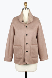 DAMEE BROWN SUEDE AND SHERPA REVERSIBLE JACKET - 5147 - BROWN