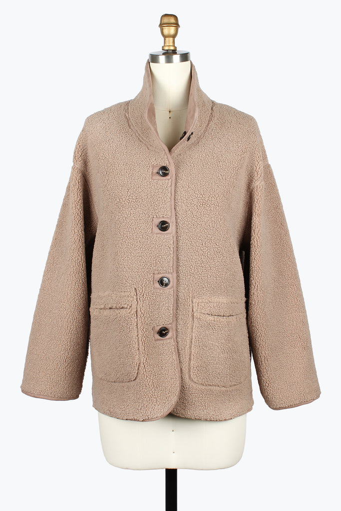 DAMEE BROWN SUEDE AND SHERPA REVERSIBLE JACKET - 5147 - BROWN