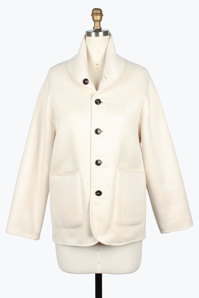DAMEE IVORY SUEDE AND SHERPA REVERSIBLE JACKET - 5147 - IVORY