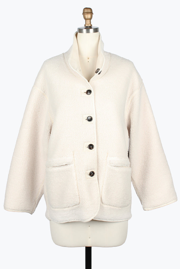 DAMEE IVORY SUEDE AND SHERPA REVERSIBLE JACKET - 5147 - IVORY