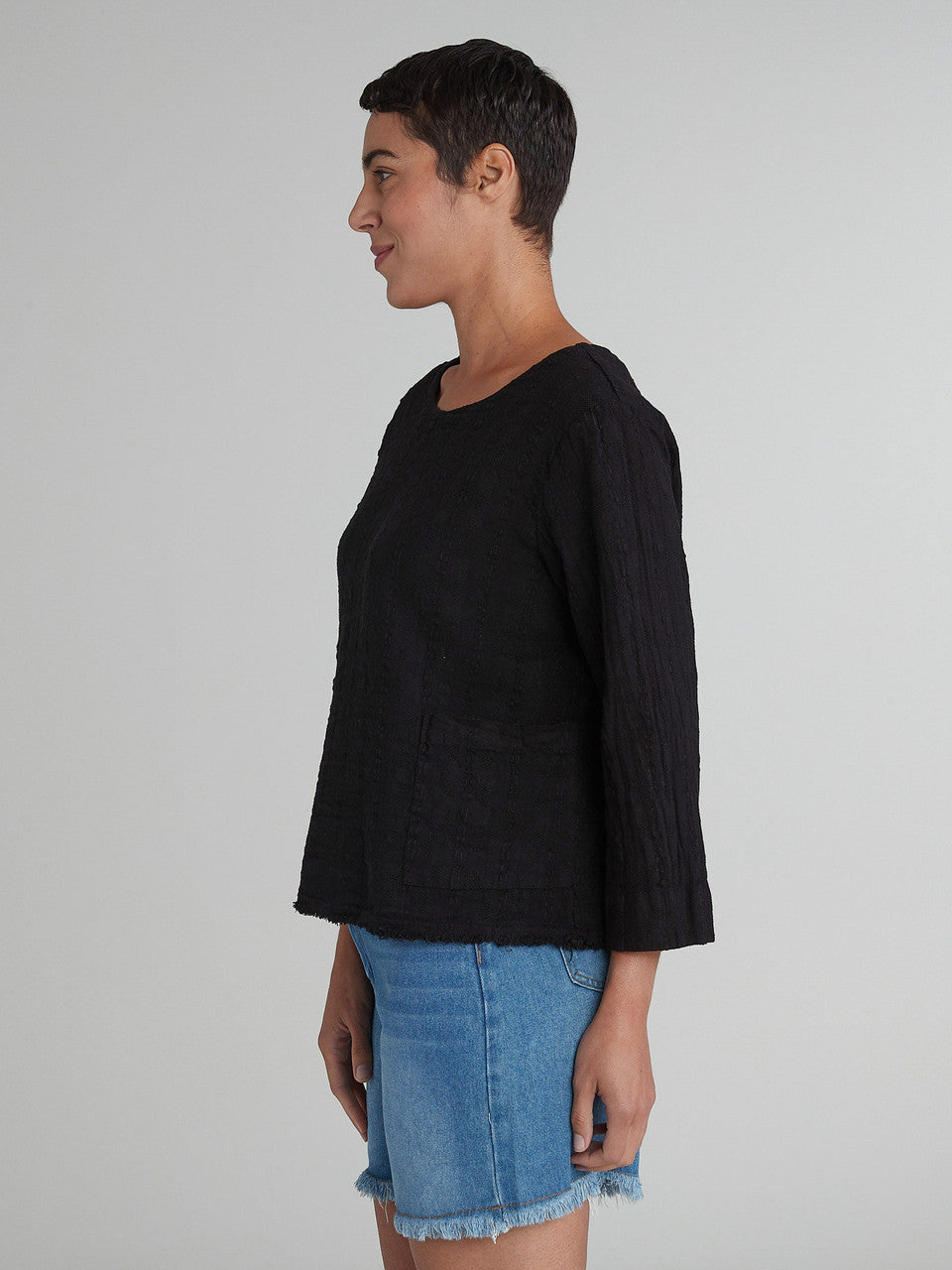 CUT LOOSE - Pinstripe Linen Pocket Top - 5147335