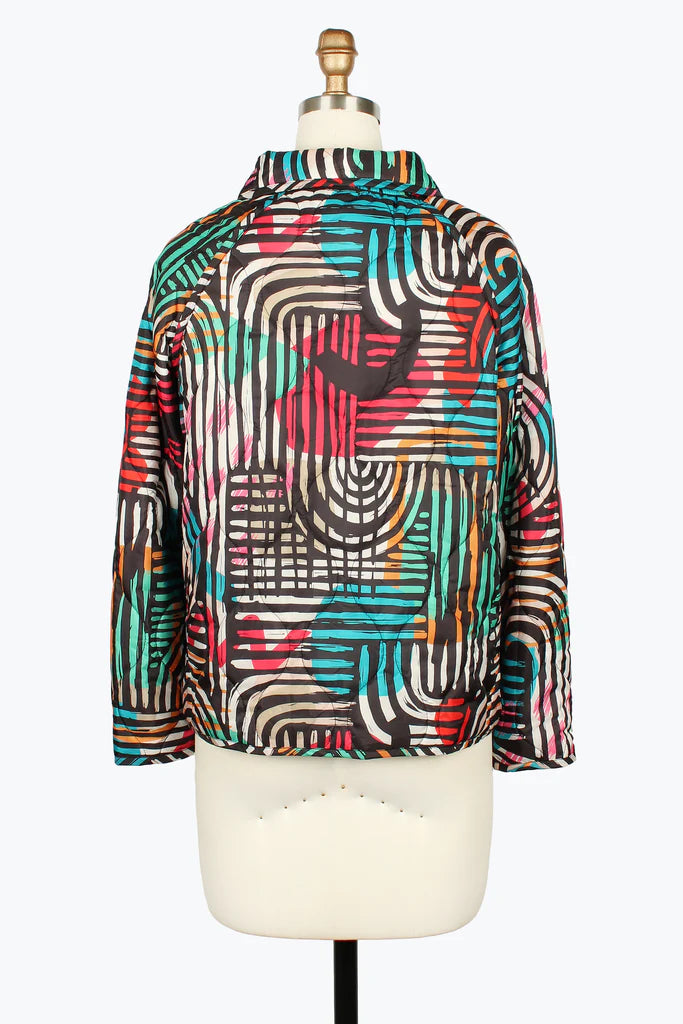 DAMEE ABSTRACT ART QUILTED SEAMLESS ZIP-UP JACKET - 5148 - MULTI