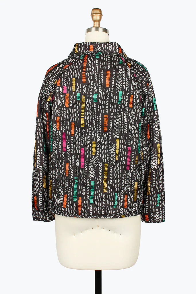 DAMEE ABSTRACT ART QUILTED MIXED PATTERN ZIP-UP JACKET - 5149 - MULTI