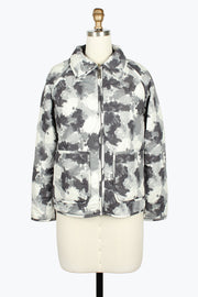 DAMEE GREY AND WHITE QUILTED CAMO ZIP-UP JACKET - 5150 - GREY