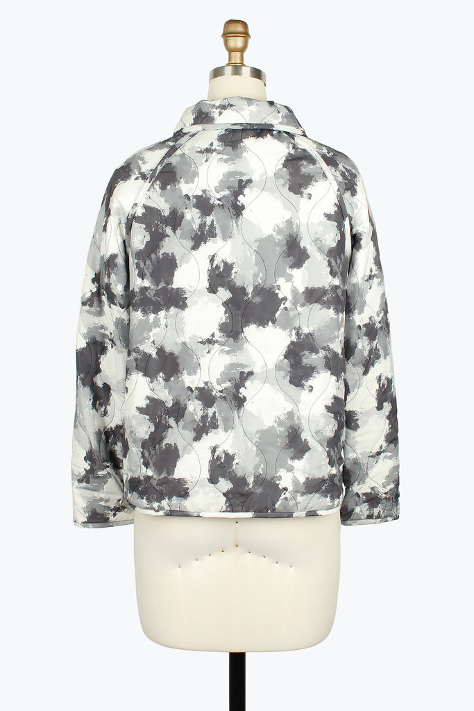 DAMEE GREY AND WHITE QUILTED CAMO ZIP-UP JACKET - 5150 - GREY