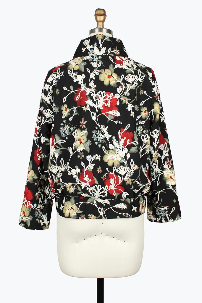 DAMEE LAYERED RED AND YELLOW FLORAL ZIP-UP JACKET - 5155 - MULTI
