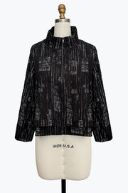 DAMEE LAYERED BLACK AND WHITE ZIP-UP JACKET - 5156 - BLACK