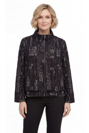DAMEE LAYERED BLACK AND WHITE ZIP-UP JACKET - 5156 - BLACK