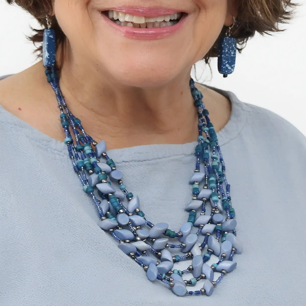 SYLCA Blue Reverie Mixed Bead Necklace