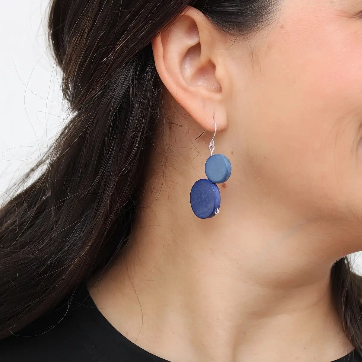 SYLCA Blue Georgie Two Bead Drop Earrings