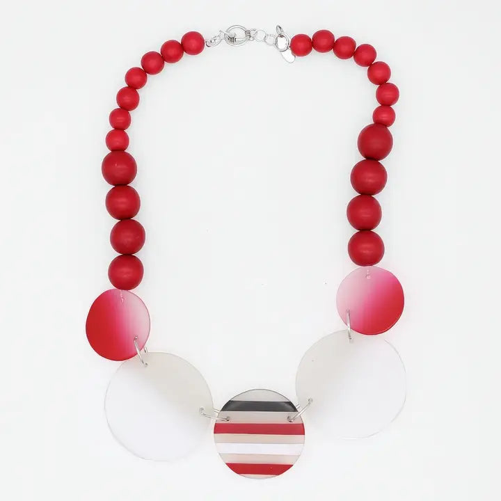 SYLCA Red Mirage Statement Necklace - SD26N13 - RED