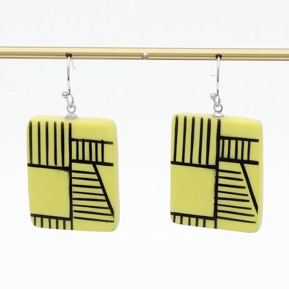SYLCA Chartreuse Geovibe Drop Earring - LS25E22 - CHARTREUSE