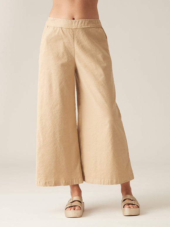 CUT LOOSE - Linen Tencel Wide Leg Crop Pant