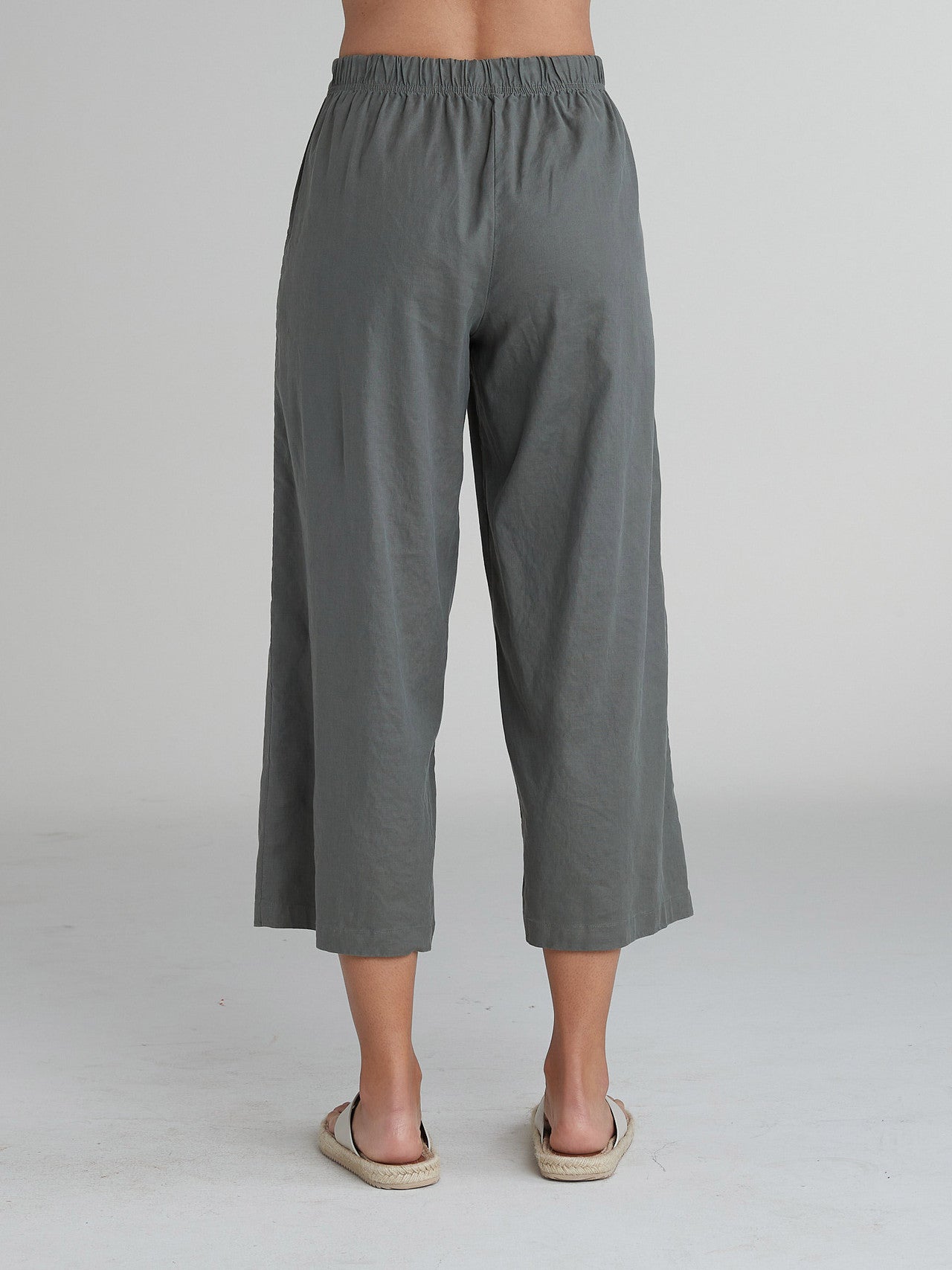 CUT LOOSE - Linen Tencel Crop Wide Leg Pant - 5452538