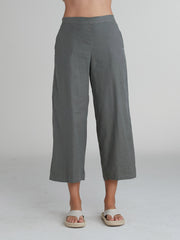CUT LOOSE - Linen Tencel Crop Wide Leg Pant - 5452538