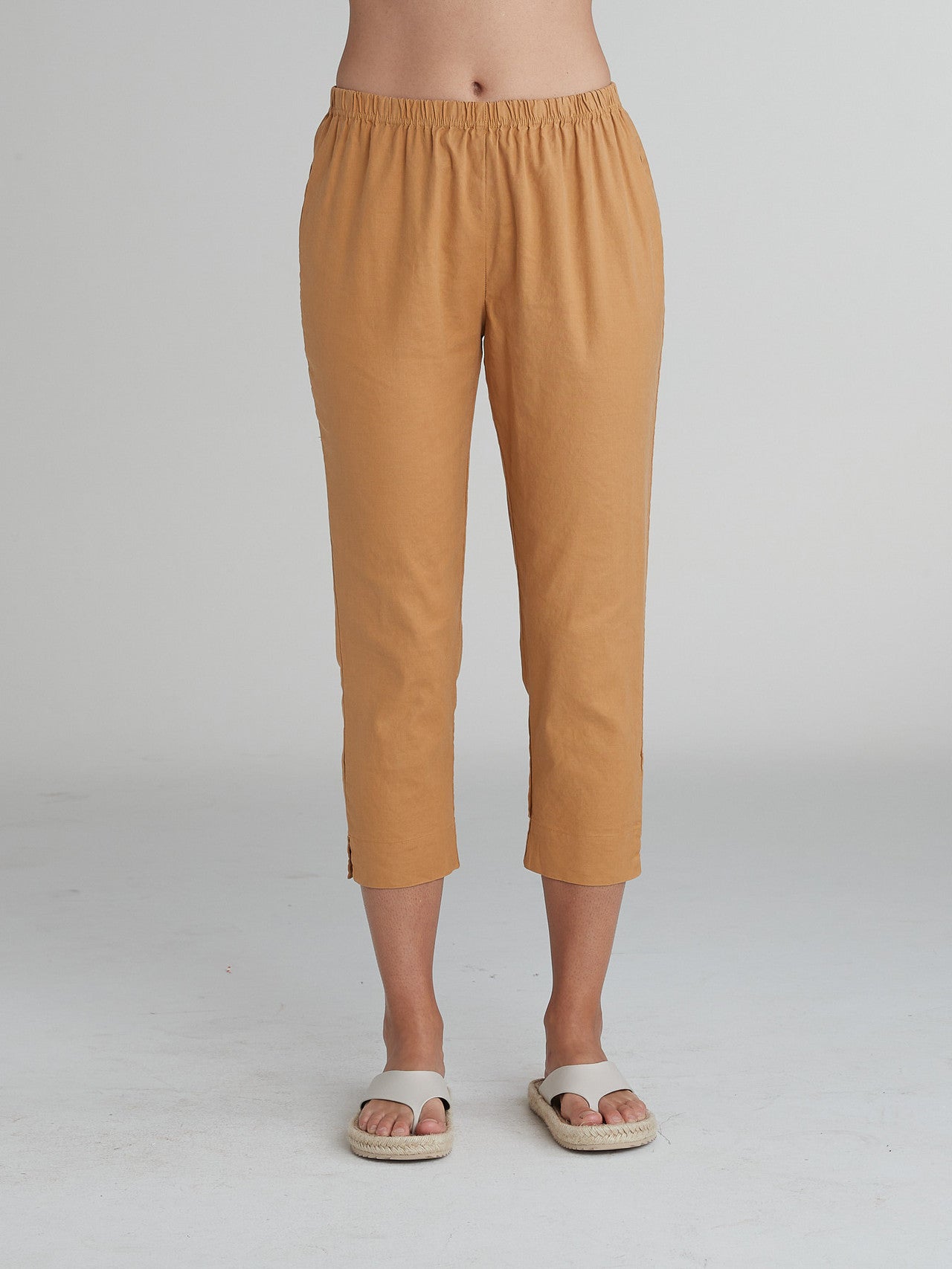 CUT LOOSE - Linen Tencel Taper Crop Pant - 5452734